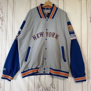 VTG Majestic New York Mets World Series Warmup Button Jacket Men's Sz 2XL
